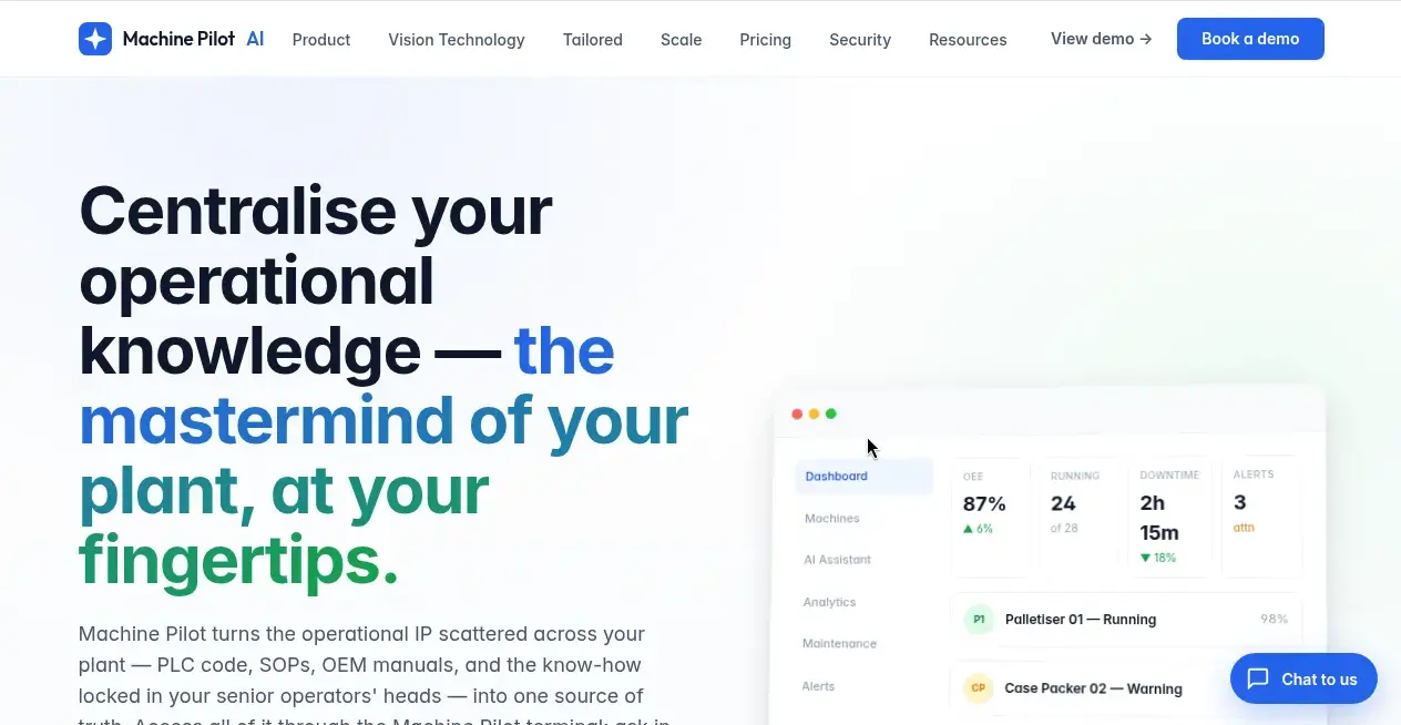 Machine Pilot operational knowledge dashboard
